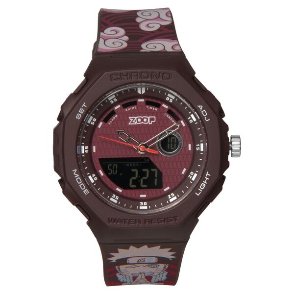 Zoop Naruto Ana-Digi Watch with Maroon Case and Maroon and Maroon Multi Color Strap for Kids and Anime lovers, By Titan - image number 1