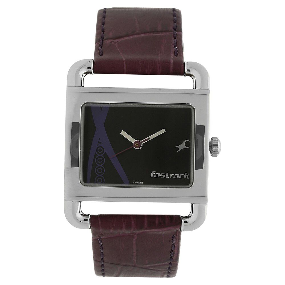 Buy Online Fastrack Quartz Analog Black Dial Leather Strap Watch for Girls nn9734sl01 Titan
