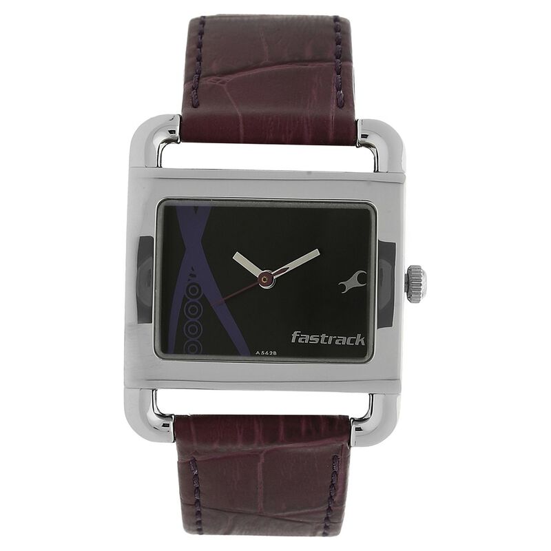 Fastrack Quartz Analog Black Dial Leather Strap Watch for Girls
