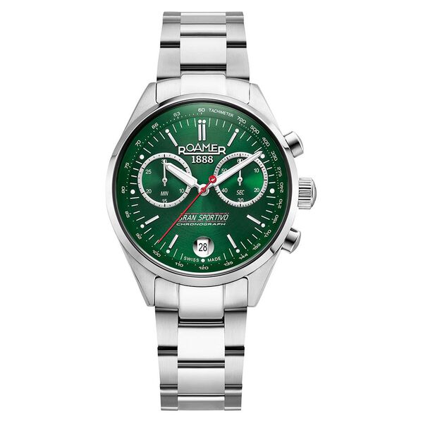 Roamer Gran Sportivo Quartz Chronograph With Date Green Dial Silver Stainless Steel Strap Watch For Men - image number 0