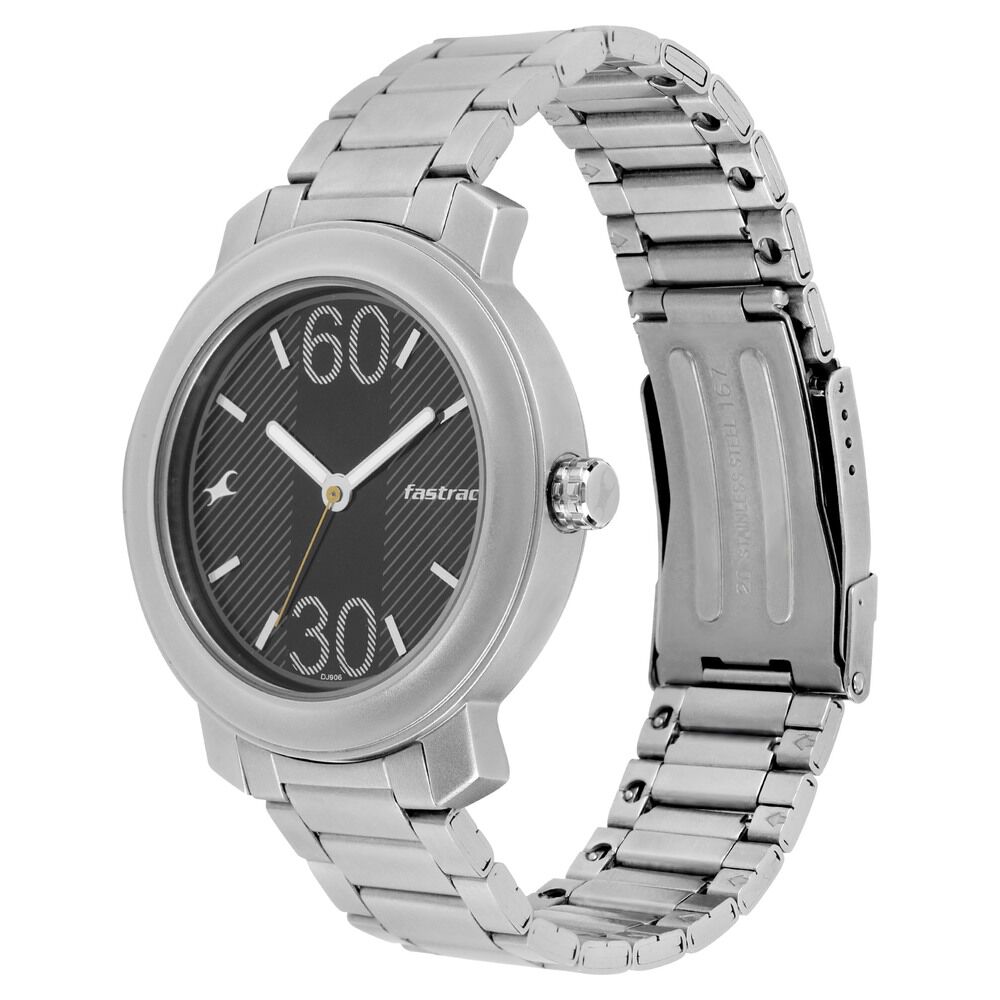 Buy Online Fastrack Quartz Analog Black Dial Stainless Steel Strap