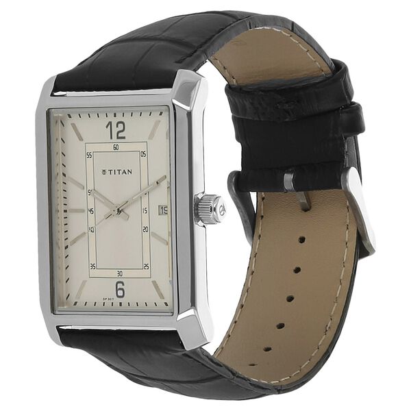 Titan White Dial Analog with Date Leather Strap watch forMen - image number 1
