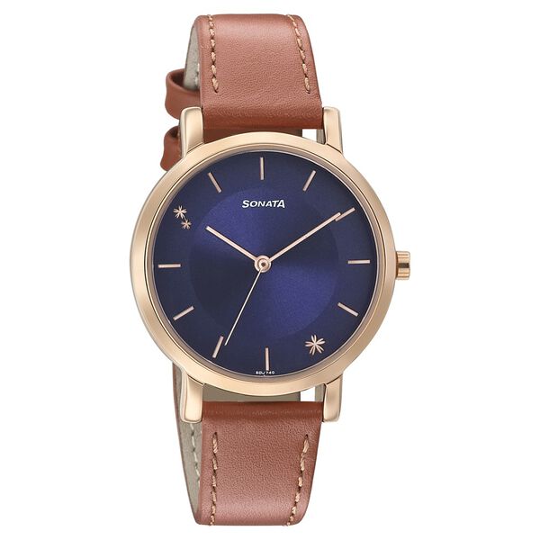 Sonata Play Blue Dial Women Watch With Leather Strap - image number 0