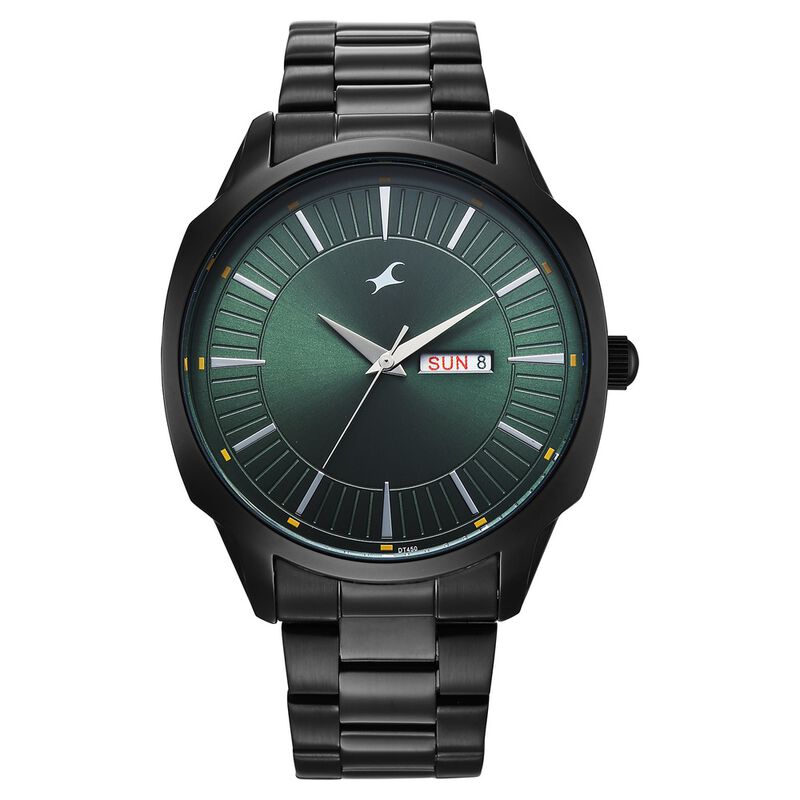 Fastrack Stunners Quartz Analog Green Dial Brown Stainless Steel Strap Watch For Guys