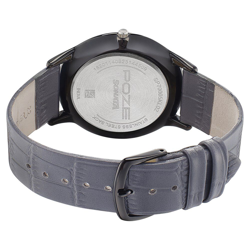 Grey dial black leather strap watch ne3079sl02c on sale