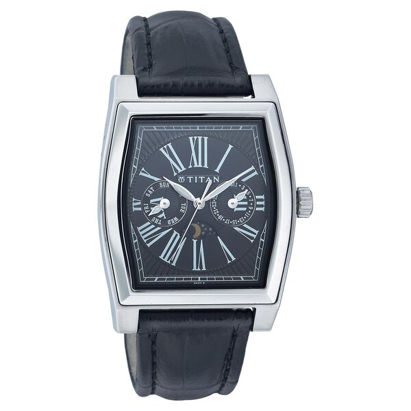 Titan Quartz Multifunction with Moon Phase Black Dial Watch for Men - image number 0