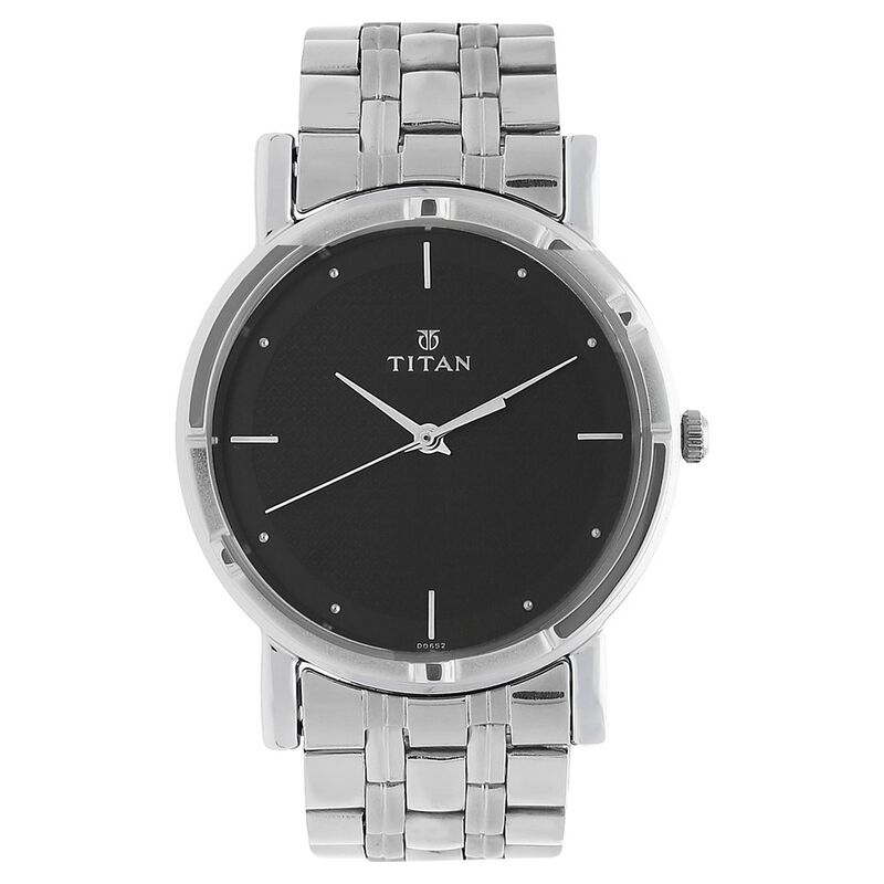Titan Men's Elegance Watch: Black Dial with Sleek Link Strap - image number 0