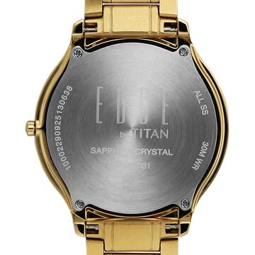 Titan Edge Gleam Quartz Analog Champagne Dial Golden Stainless Steel Strap Watch For Men