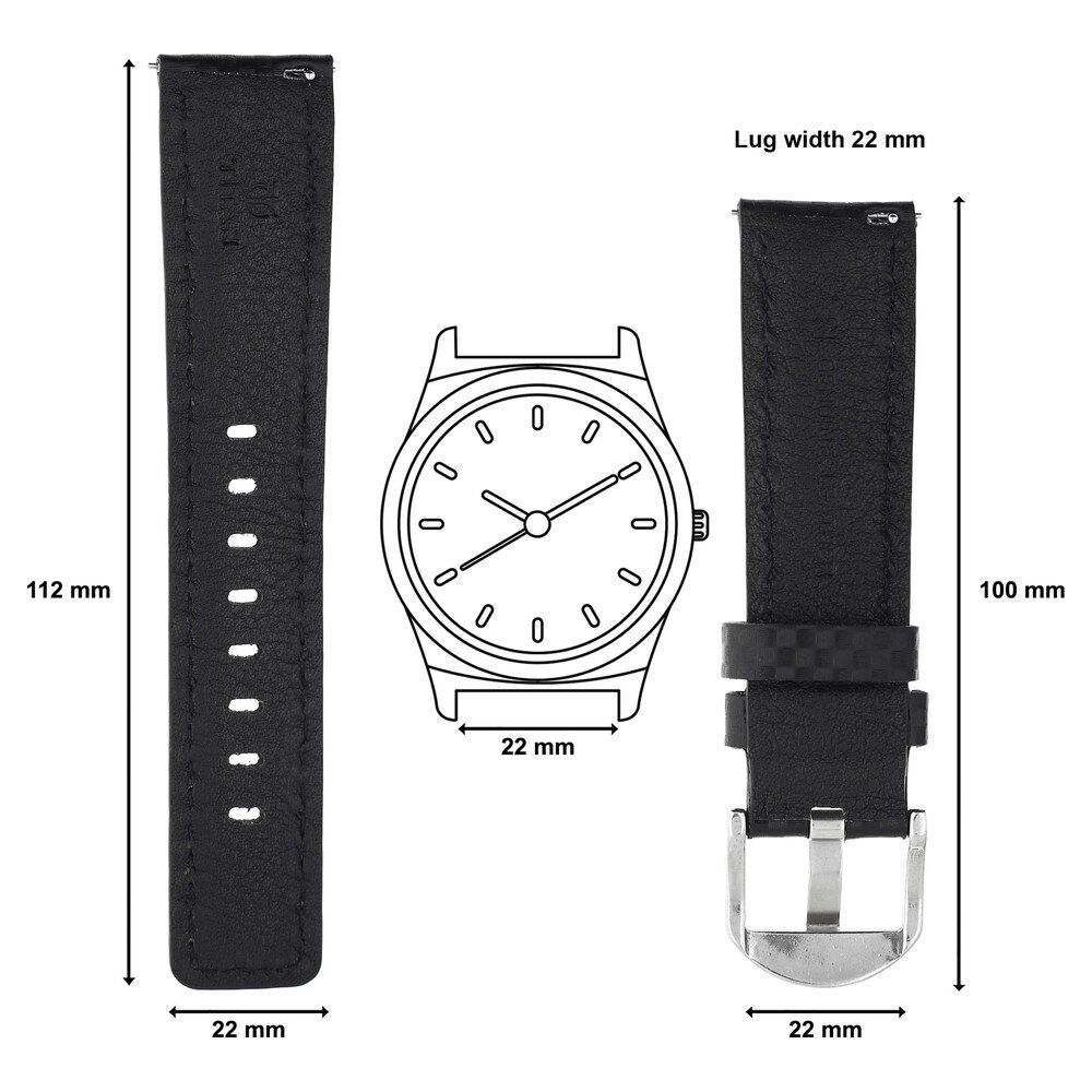 Buy Online 22 mm Black Genuine Leather Straps for Men
