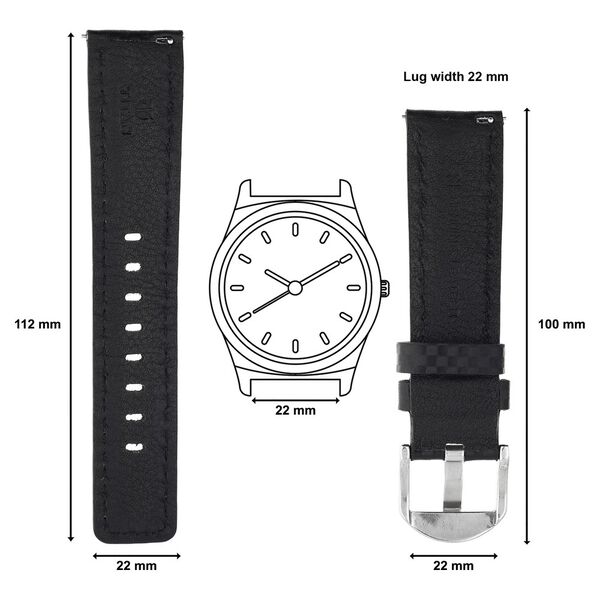 22 mm Black Genuine Leather Straps for Men - image number 1