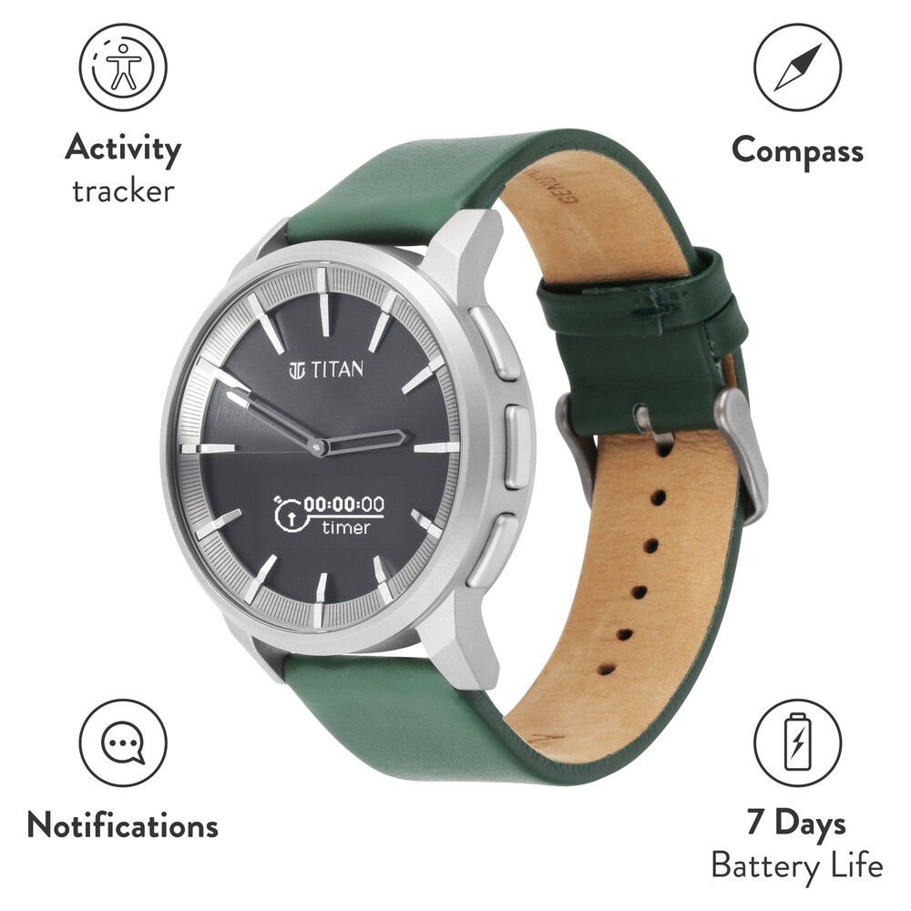 Buy Online Titan Connected Plus Black Dial Hybrid Silicone Strap