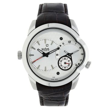 Xylys Quartz Analog White Dial Leather Strap Watch for Men