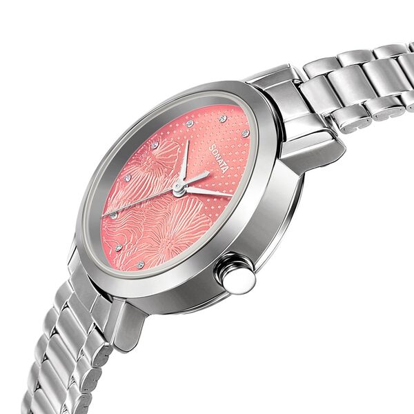 Sonata Linnea Pink Dial Women Watch With Stainless Steel Strap - image number 2