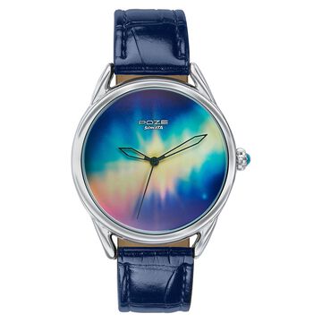 Northern Lights Inspired Poze By Sonata Quartz Analog Blue Dial Blue Leather Strap Watch