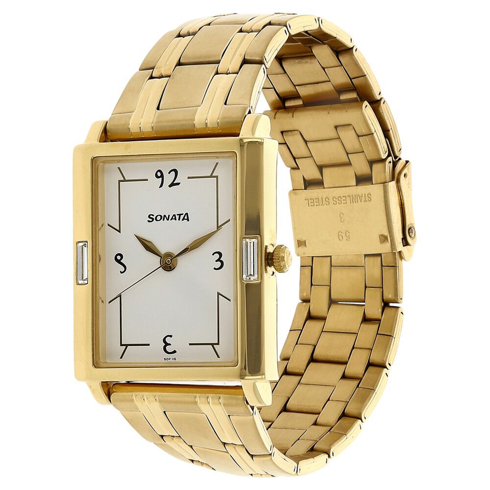 Buy Online Sonata Quartz Analog White Dial Stainless Steel Strap