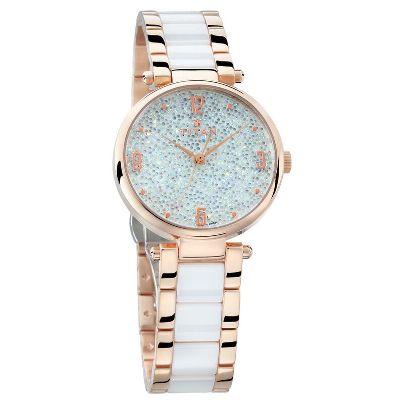 Titan Ceramics White Dial Analog Stainless Steel and Ceramic Strap watch  for Women