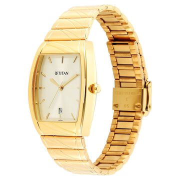 Titan Karishma Quartz Analog with Date Champagne Dial Stainless Steel Strap Watch for Men