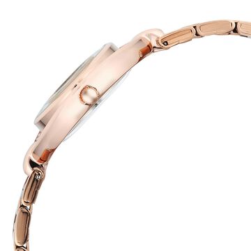 Fastrack Vyb Celeste Quartz Analog Mother of Pearl Dial Rose Gold Metal Strap Watch For Girls