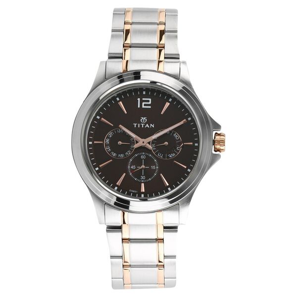Titan Workwear Quartz Multifunction Brown Dial Stainless Steel Strap watch for Men - image number 0