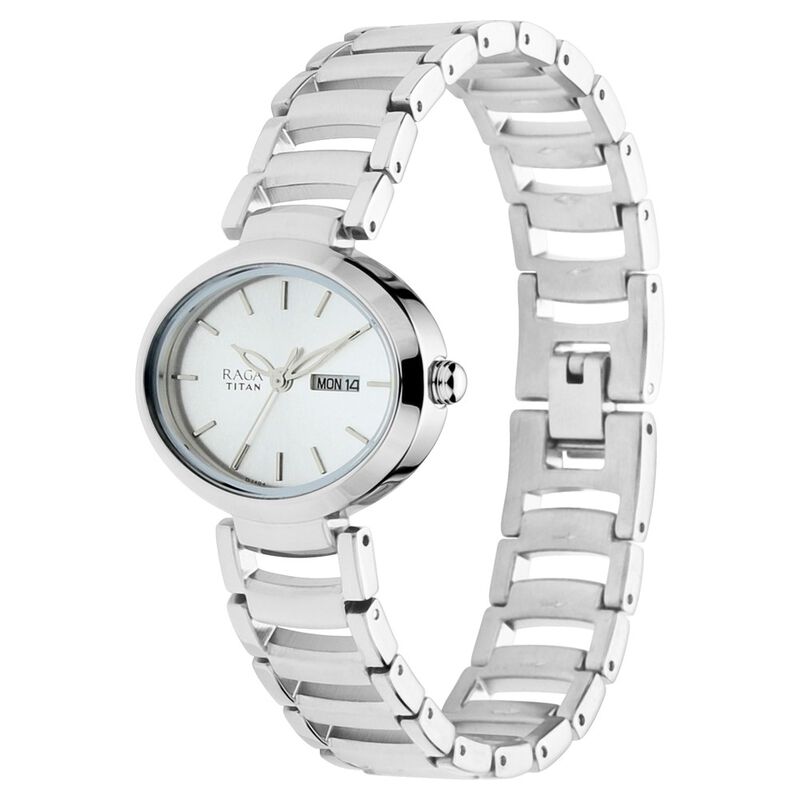 Titan Raga Viva Silver Dial Analog with Day and Date Metal Strap Watch for Women - image number 2