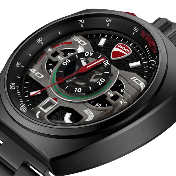 Ducati Quartz Chronograph Black Dial Black Stainless Steel Strap Watch For Men - image number 3
