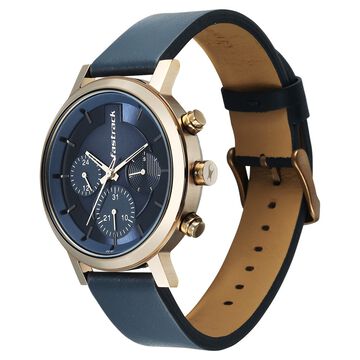 Fastrack Chrome K Quartz Multifunction Blue Dial Blue Leather Strap Watch For Guys