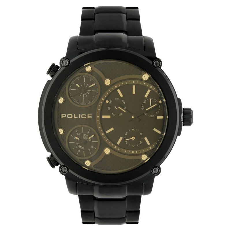 Police Quartz Analog Black Dial Metal Strap Watch for Men