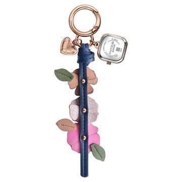 Key Chain Watch By Sonata Quartz Analog Rose Gold Dial Pink Leather Key Chain Strap Watch For Women