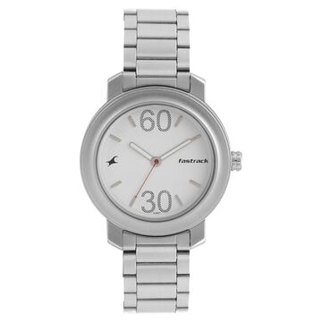 Fastrack Quartz Analog Silver Dial Stainless Steel Strap Watch for Guys