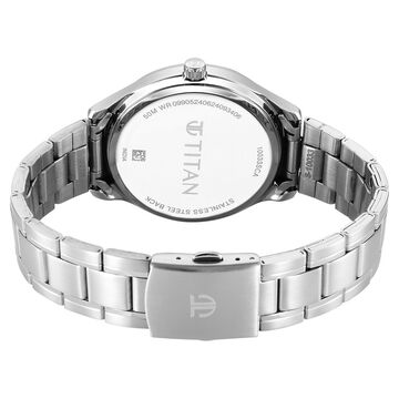 Titan Palette Of Time Quartz Analog with Date Orange Dial Stainless Steel Strap Watch For Men