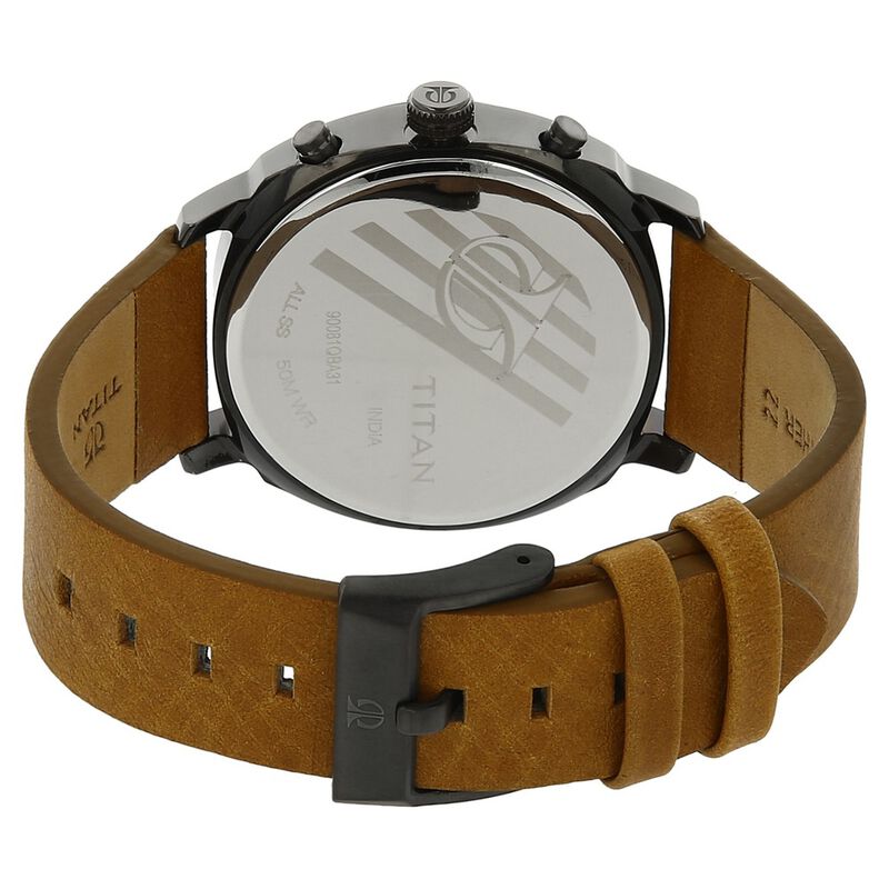 Titan Purple Off White Dial Chronograph Leather Strap watch for Men - image number 3