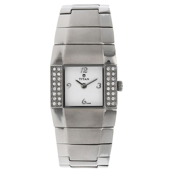 Titan Quartz Analog White Dial Stainless Steel Strap Watch for Women - image number 0