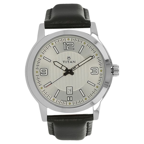 Titan Quartz Analog Silver Dial Leather Strap Watch for Men - image number 0