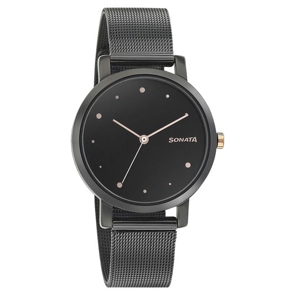 Sonata Onyx Black Dial Women Watch With Stainless Steel Strap - image number 0