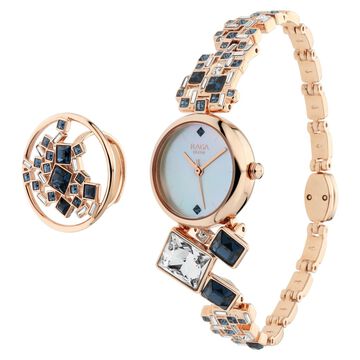 Titan Raga Cocktails Mother of Pearl Dial Analogue Metal Strap Watch for Women