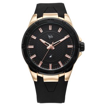 Vyb Challenger By Fastrack Quartz Analog Black Dial Silicone Strap Watch For Guys
