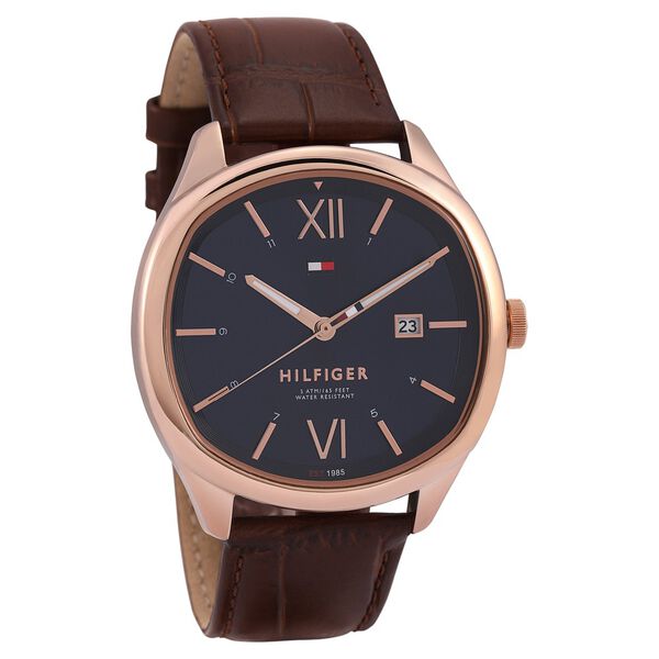 Tommy Hilfiger Quartz Analog with Date Blue Dial Leather Strap Watch for Men - image number 1