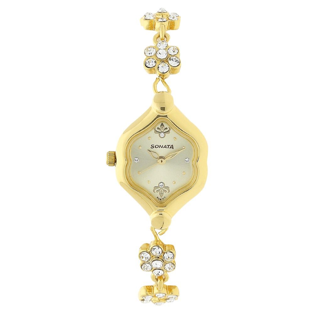 Sonata ladies deals watch golden colour