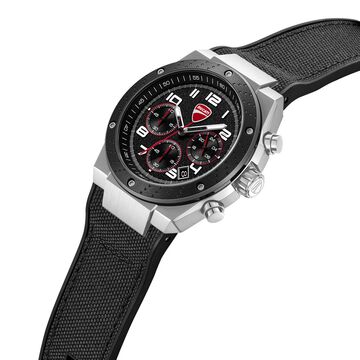Ducati Quartz Chronograph Black Dial Black Silicone Strap Watch For Men
