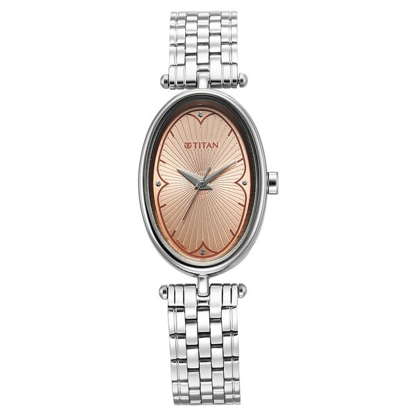 Titan Karishma Quartz Analog Beige Dial Silver Stainless Steel Strap Watch For Women - image number 0