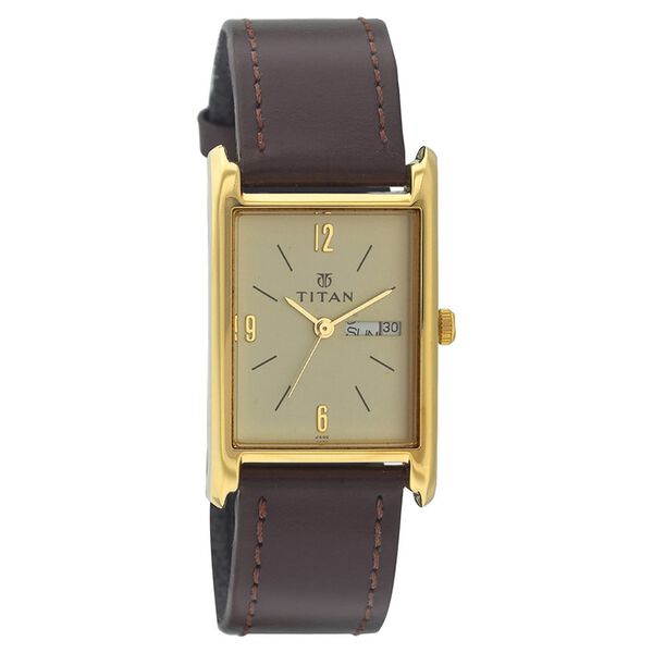 Titan Quartz Analog with Day and Date Champagne Dial Watch for Men - image number 0