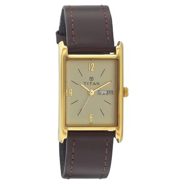 Titan Quartz Analog with Day and Date Champagne Dial Watch for Men