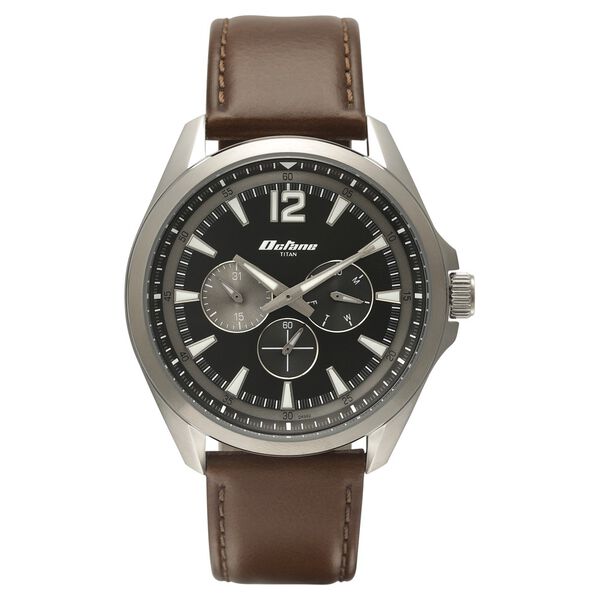 Titan Quartz Multifunction Black Dial Leather Strap Watch for Men - image number 1
