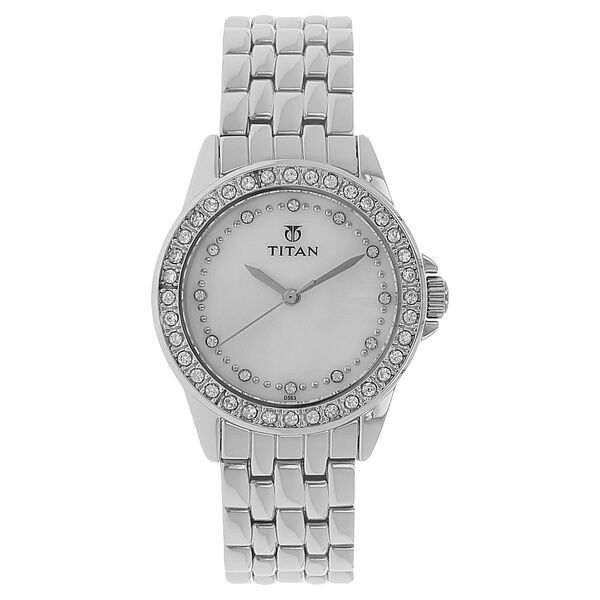 Titan Quartz Analog White Dial Metal Strap Watch for Women - image number 0