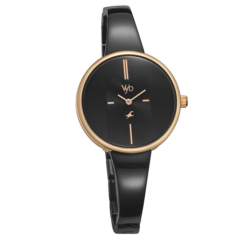 Buy Online Fastrack Vyb Siren Quartz Analog Black Dial Metal Strap Watch for Girls fv60004km03w Titan