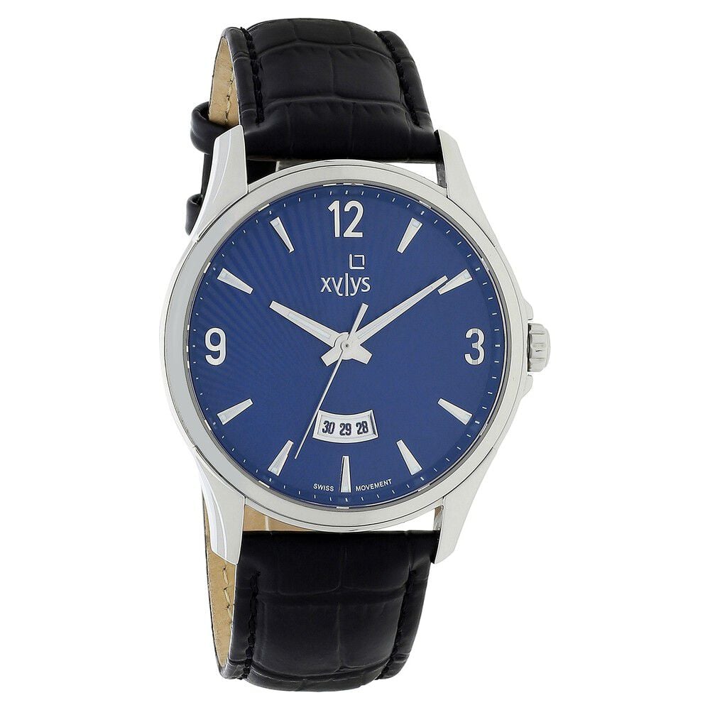 Buy Online Xylys Swiss Analog with Date Black Leather Strap and