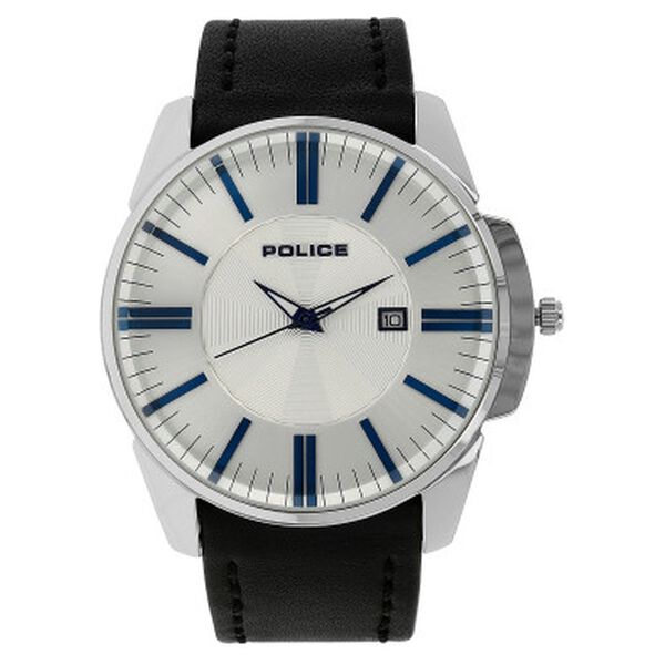 Police Quartz Analog with Date Silver Dial Leather Strap Watch for Men - image number 0