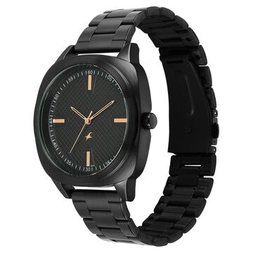 Fastrack Stunners X Quartz Analog Black Dial Stainless Steel Strap Watch For Guys