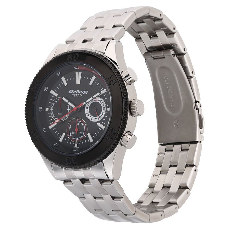 Titan Quartz Multifunction Black Dial Stainless Steel Strap Watch for Men - image number 2