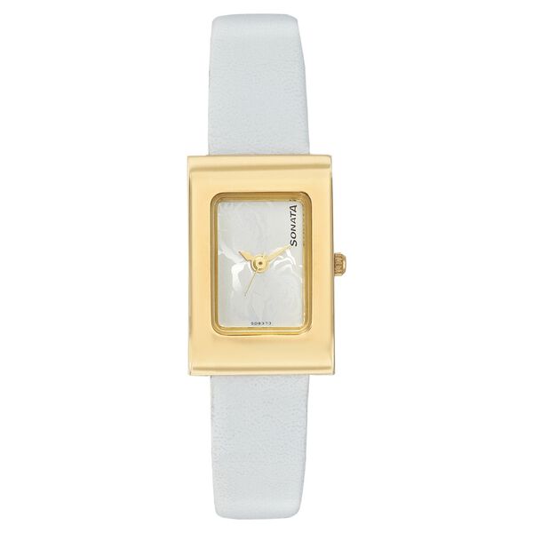 Sonata Quartz Analog Silver Dial Leather Strap Watch for Women - image number 0